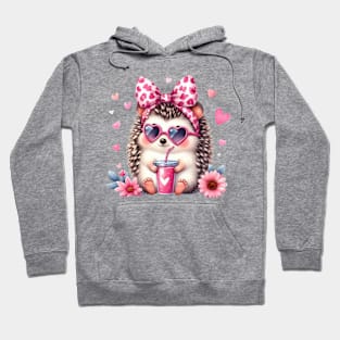 Valentine Hedgehog Drinking Ice Cream Hoodie